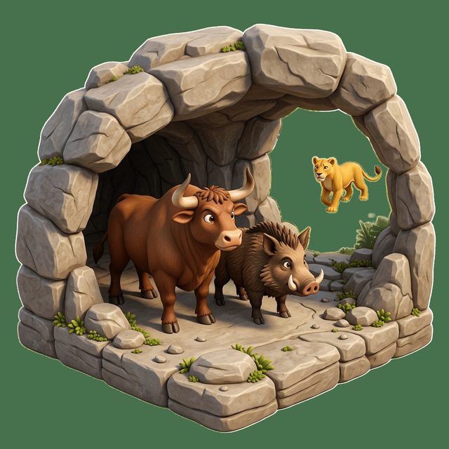 Boğa, Dişi Aslan ve Yaban Domuzu