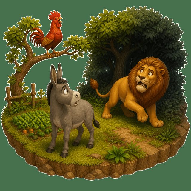 Eşek, Horoz ve Aslan