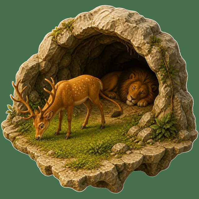 Mağaradaki Geyik ve Aslan