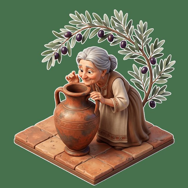 Yaşlı Kadın ve Şarap Küpü